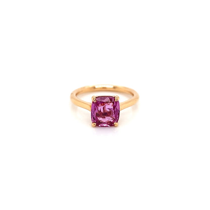 "LADRG01788" Solitaire Cushion Cut Pink Sapphire Ring