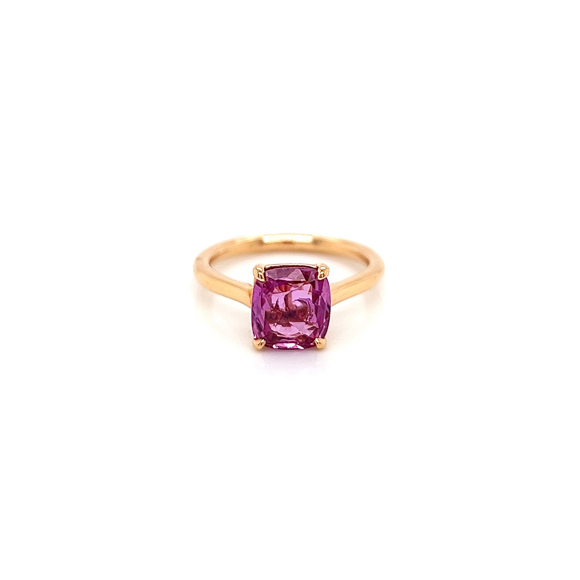 "LADRG01788" Solitaire Cushion Cut Pink Sapphire Ring