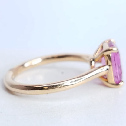 "LADRG01788" Solitaire Cushion Cut Pink Sapphire Ring