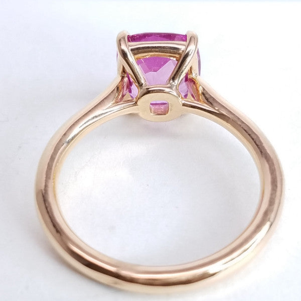"LADRG01788" Solitaire Cushion Cut Pink Sapphire Ring