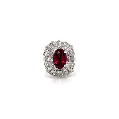 5.79 Total Carat Ruby and Diamond Ladies Ring in Platinum