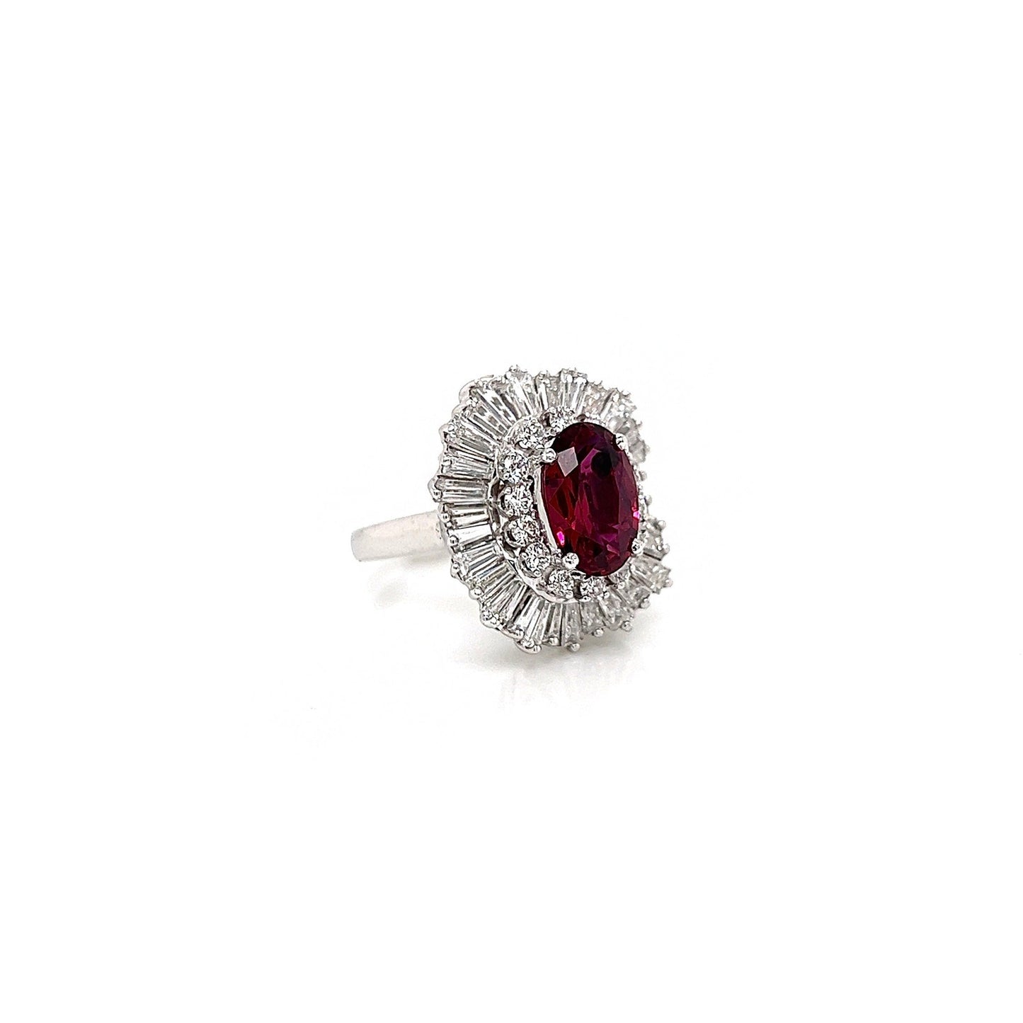 5.79 Total Carat Ruby and Diamond Ladies Ring in Platinum