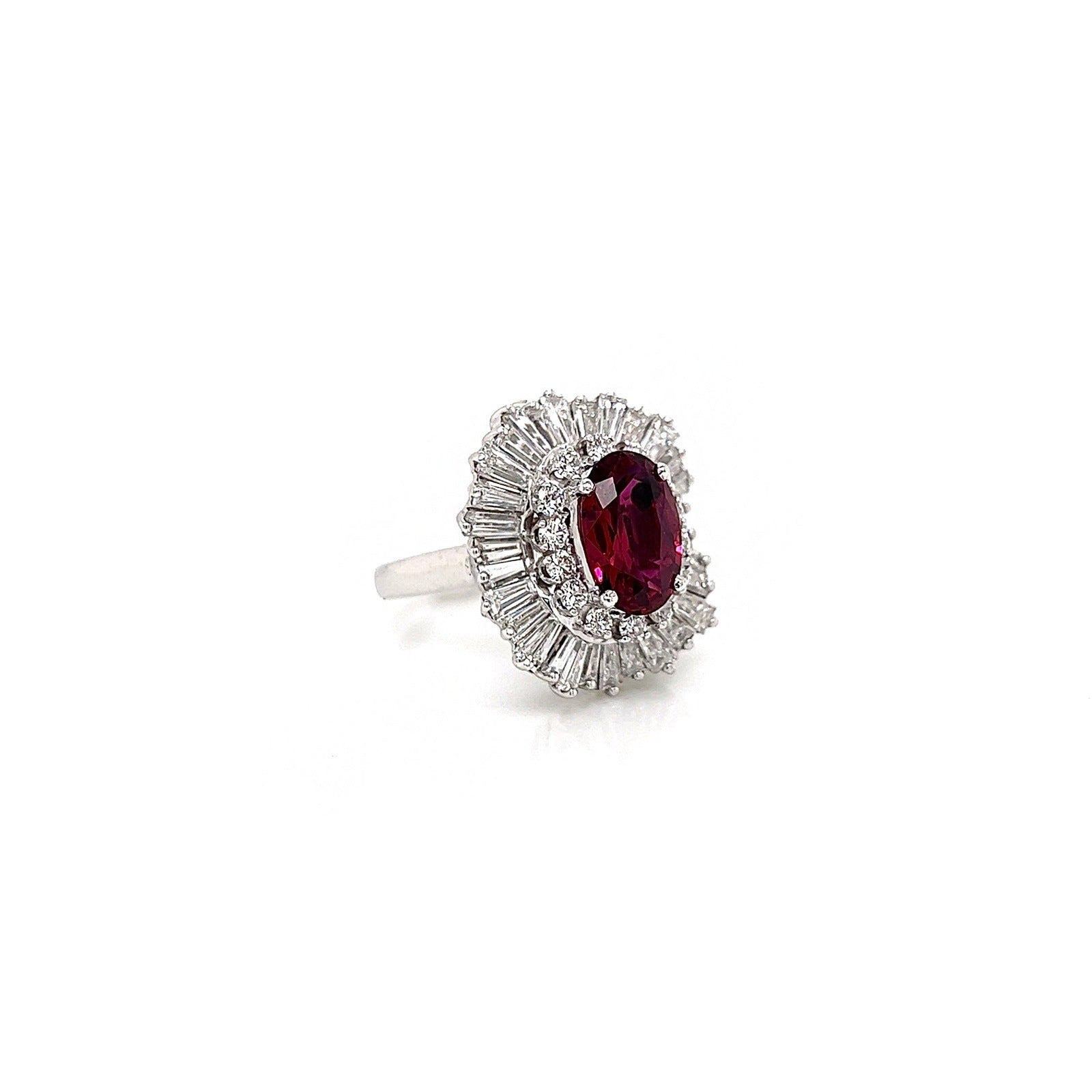 5.79 Total Carat Ruby and Diamond Ladies Ring in Platinum