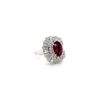 5.79 Total Carat Ruby and Diamond Ladies Ring in Platinum