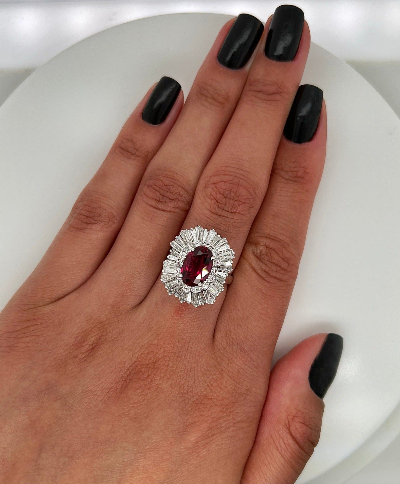 5.79 Total Carat Ruby and Diamond Ladies Ring in Platinum