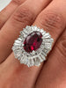 5.79 Total Carat Ruby and Diamond Ladies Ring in Platinum