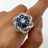 6.41 total Carat Sapphire Diamond Flower Motif Ladies Vintage Ring