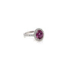 3.32 Total Carat Pink Sapphire and Diamond Halo Ladies Ring. GIA Certified.