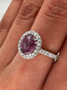 3.32 Total Carat Pink Sapphire and Diamond Halo Ladies Ring. GIA Certified.