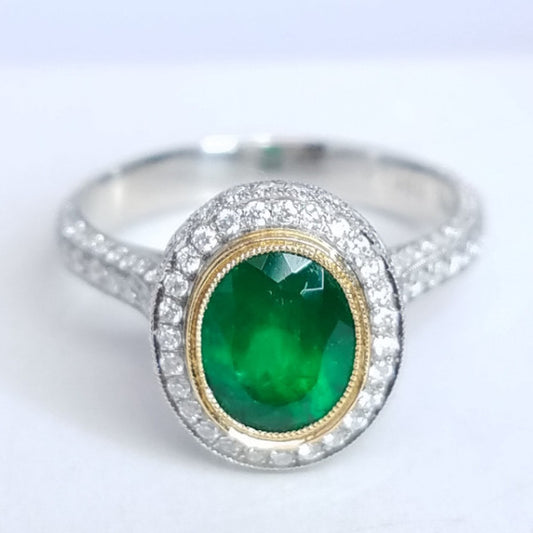 "LADRG01835" Vintage Style Green Emerald Ring