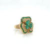 5.65 Total Carat Lucky Clover 18K Yellow Gold Diamond & Colombian Green Emerald Ladies Ring
