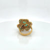 5.65 Total Carat Lucky Clover 18K Yellow Gold Diamond & Colombian Green Emerald Ladies Ring