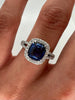 3.10 Total Carat Sapphire and Diamond Halo Pave-Set Ladies Ring