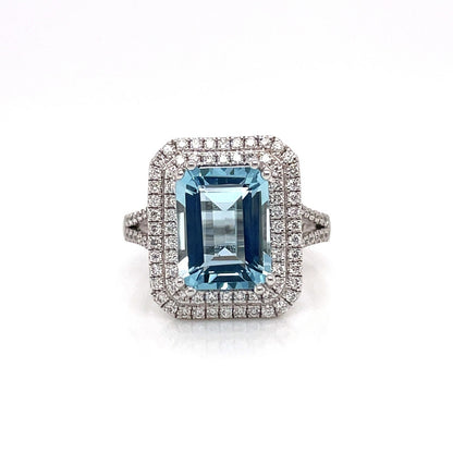 3.83 Total CARAT AQUAMARINE DIAMOND LADIES RING