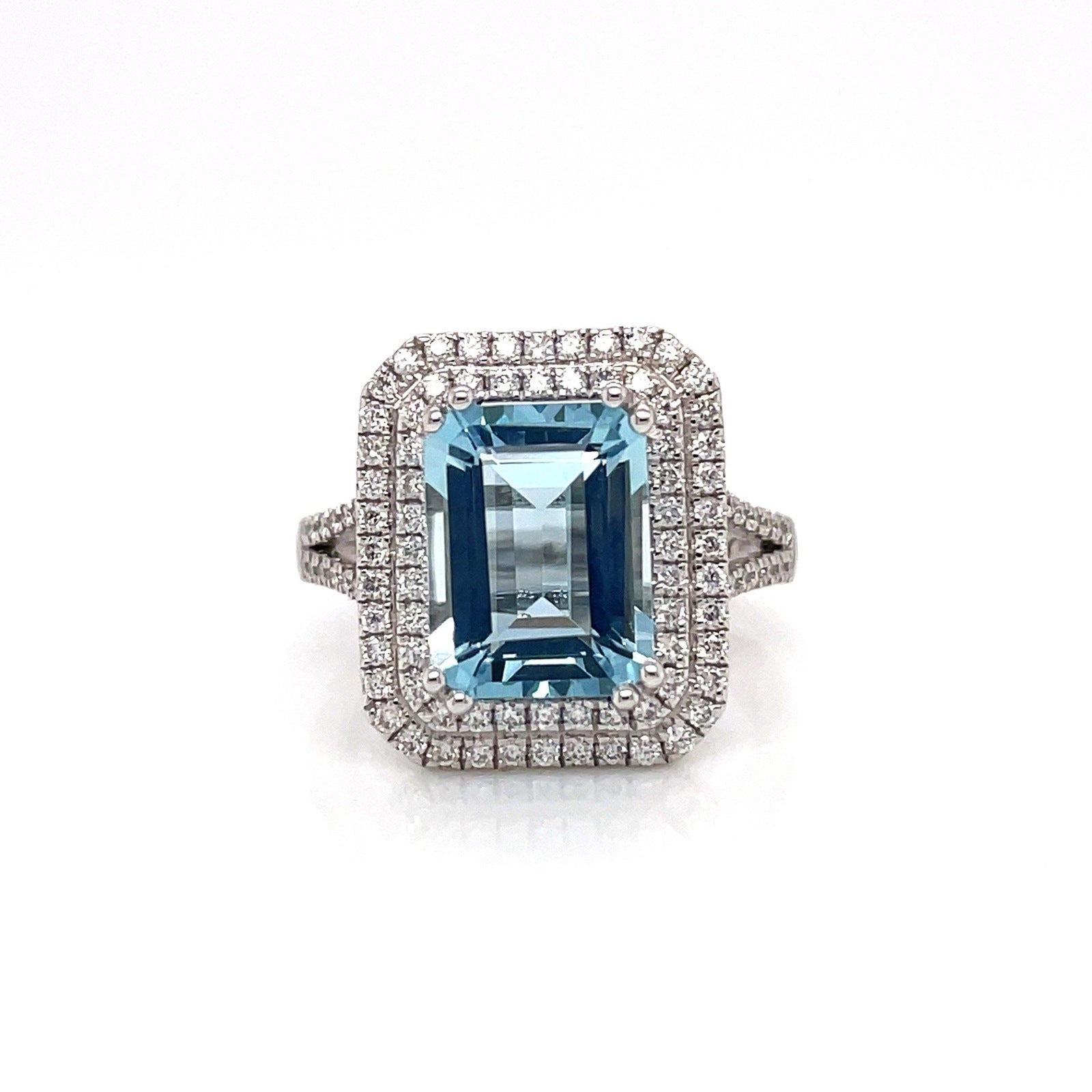 3.83 Total CARAT AQUAMARINE DIAMOND LADIES RING