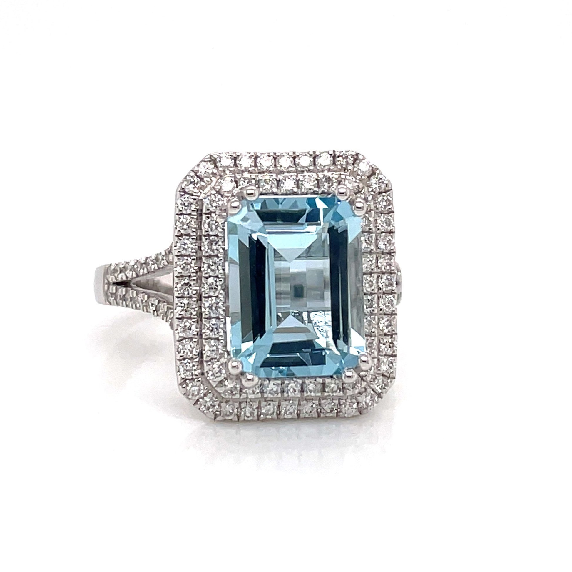 3.83 Total CARAT AQUAMARINE DIAMOND LADIES RING