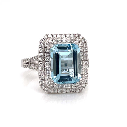 3.83 Total CARAT AQUAMARINE DIAMOND LADIES RING