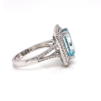 3.83 Total CARAT AQUAMARINE DIAMOND LADIES RING