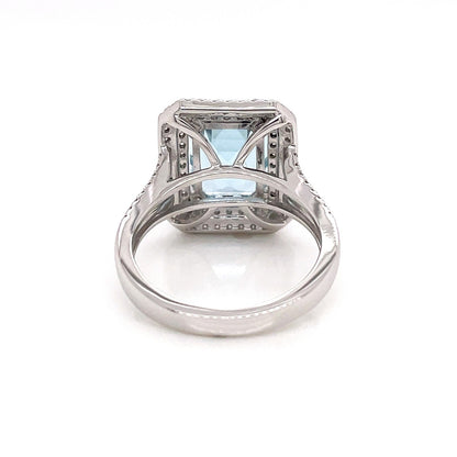 3.83 Total CARAT AQUAMARINE DIAMOND LADIES RING