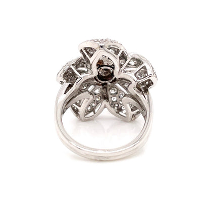2.05 CARAT old European cut DIAMOND FLOWER MOTIF LADIES RING