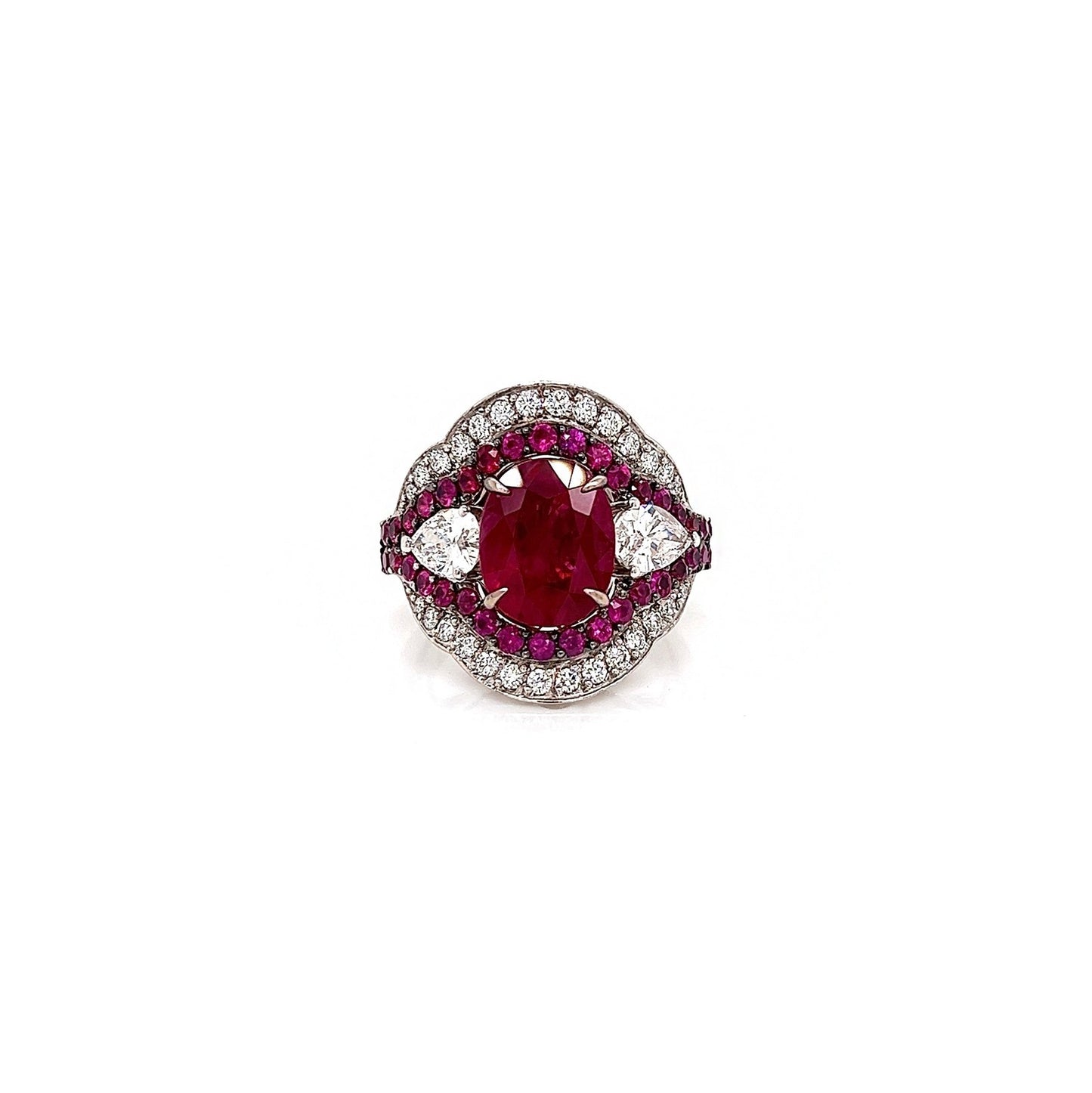 6.37 Total Carat Ruby and Diamond Ladies Ring. GIA Certified.