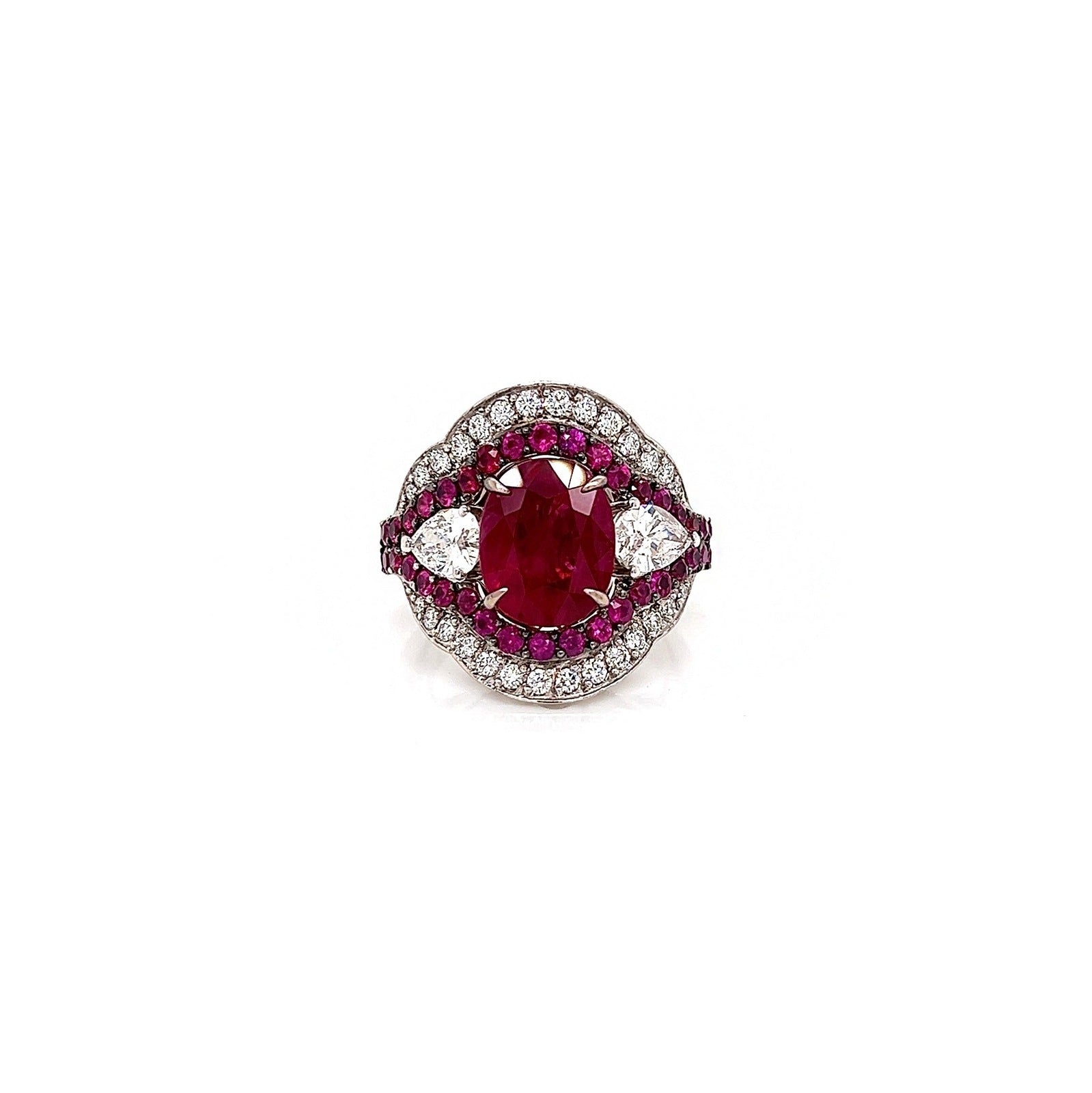 6.37 Total Carat Ruby and Diamond Ladies Ring. GIA Certified.
