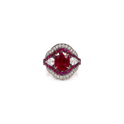 6.37 Total Carat Ruby and Diamond Ladies Ring. GIA Certified.