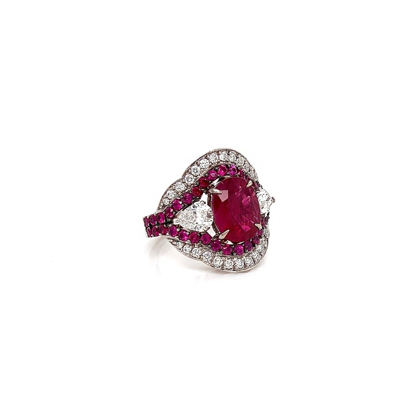 6.37 Total Carat Ruby and Diamond Ladies Ring. GIA Certified.