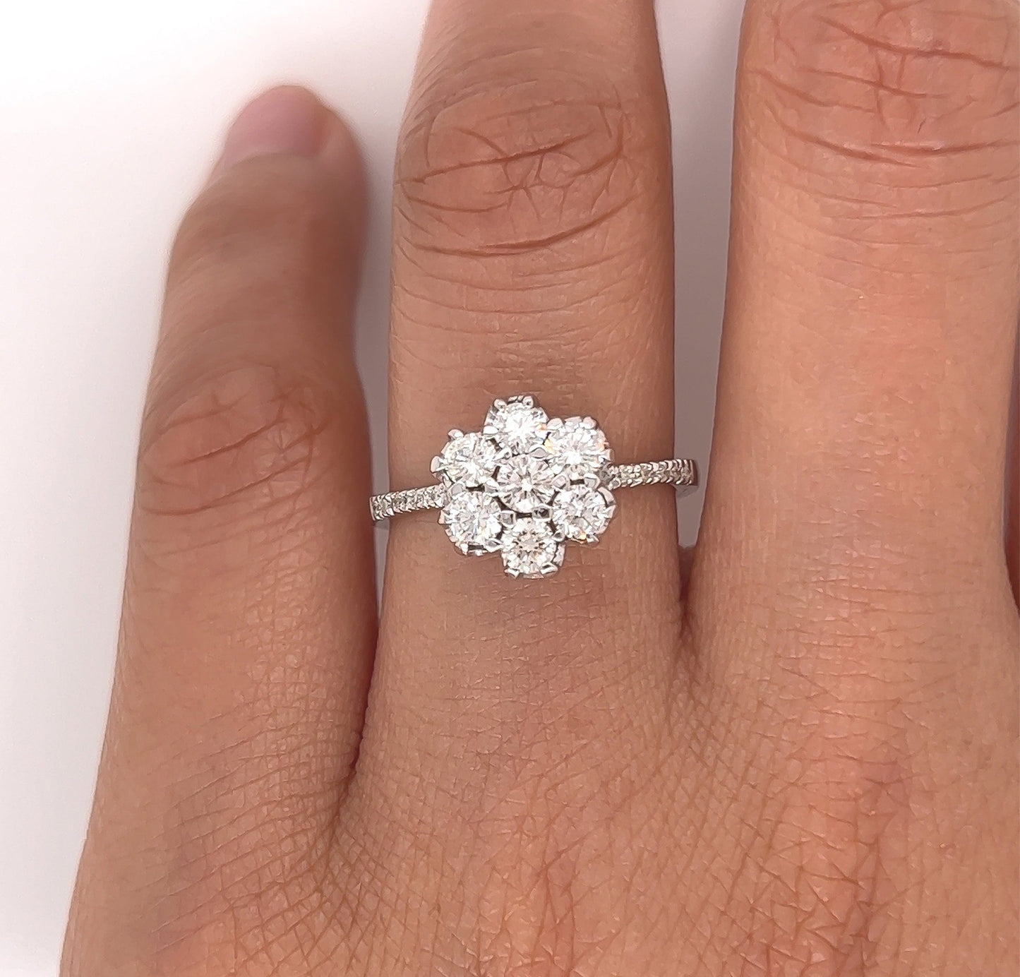 0.80 Total Carat Cluster Diamond Ring in White Gold Band