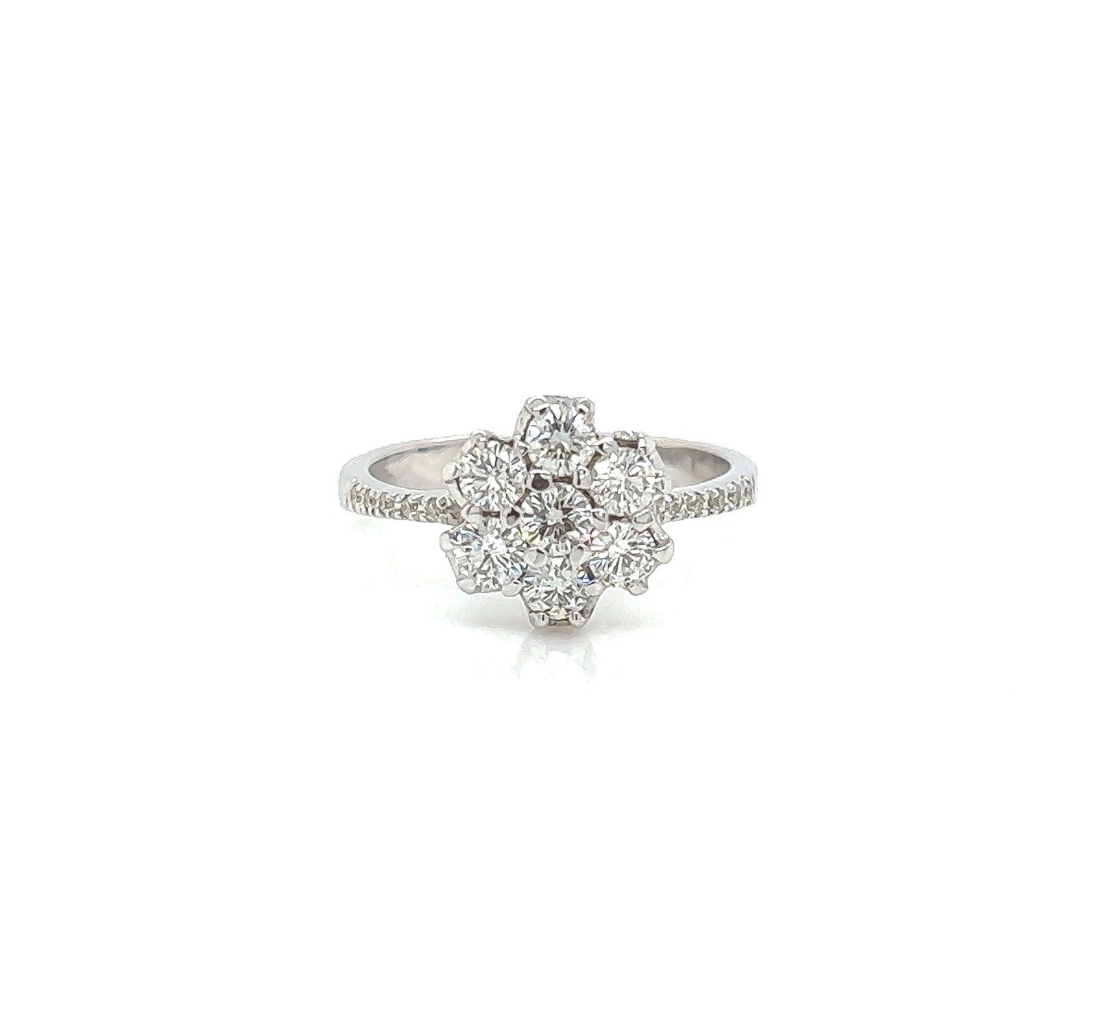 0.80 Total Carat Cluster Diamond Ring in White Gold Band