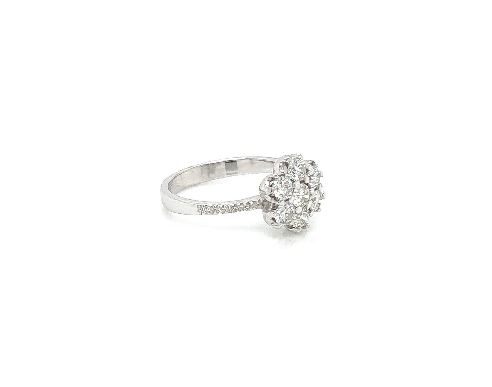 0.80 Total Carat Cluster Diamond Ring in White Gold Band