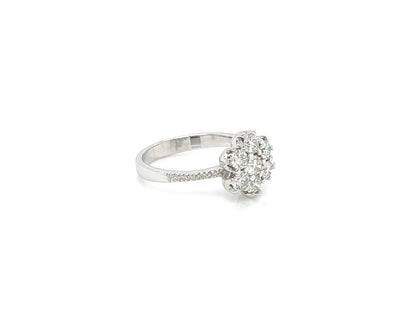 0.80 Total Carat Cluster Diamond Ring in White Gold Band