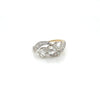 2.10 Total Carat Three-Stone Vintage Gold Ring with Pave Diamonds