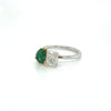 2.18 Total CT Two-Stone Emerald and Diamond Ladies Ring in 18K White Gold, GIA