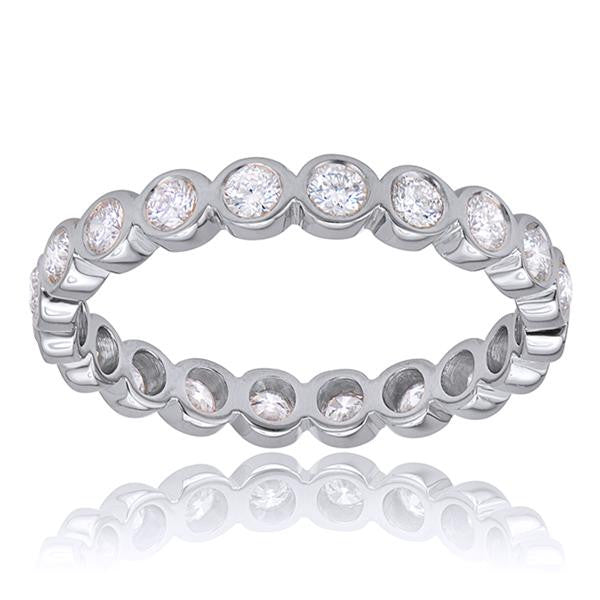 "LADRG10281W" Diamond Eternity Stackable Band In 18k White Gold LADRG10281W