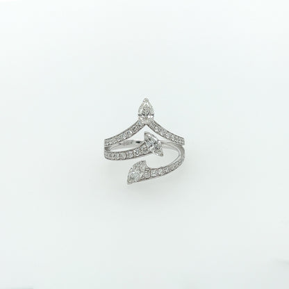 1.37 Total Carat Trio Shank, Three-Stone, White-Gold Diamond Ring