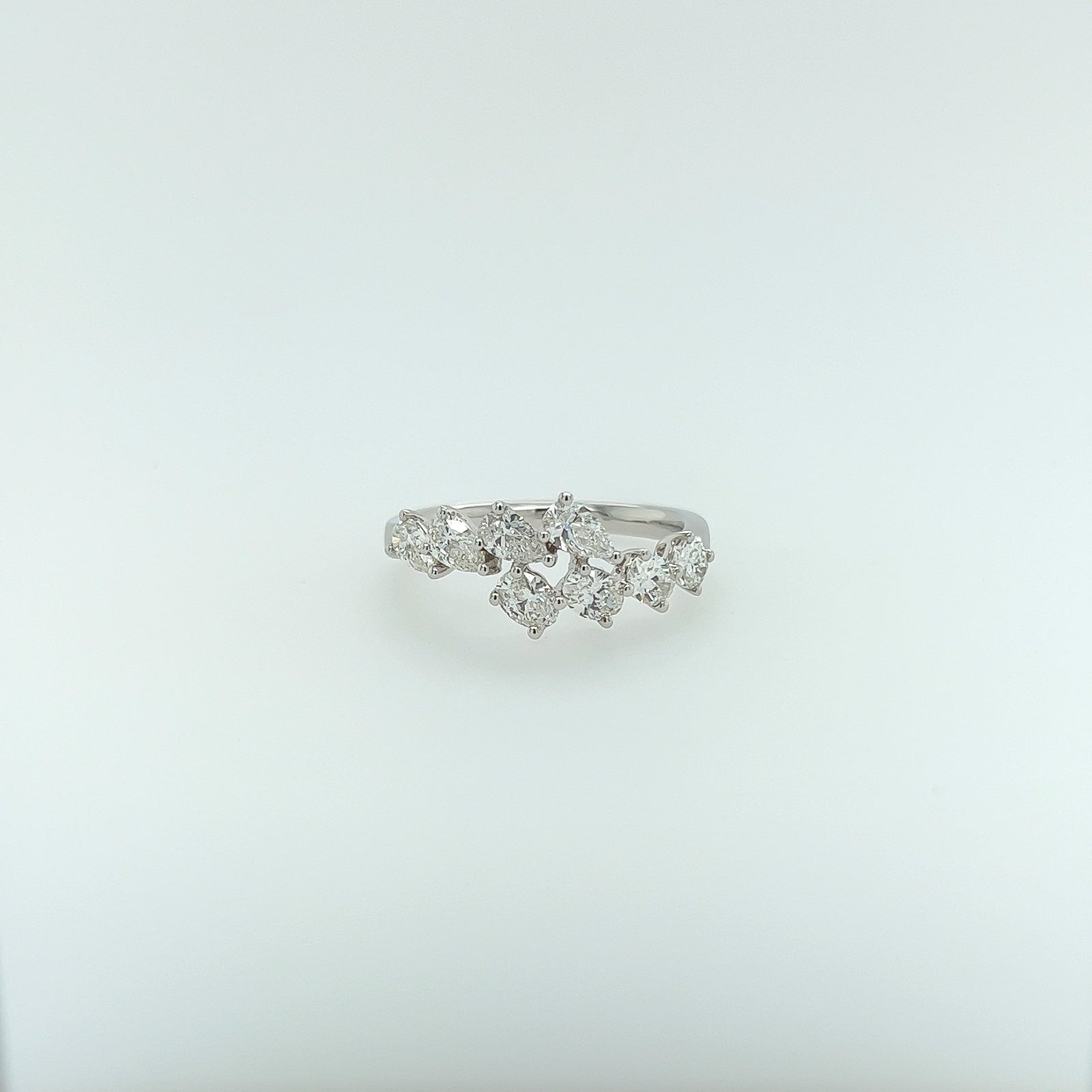 1.08 Total Carat Oval and Pear Cut, Split Shank Diamond Ring