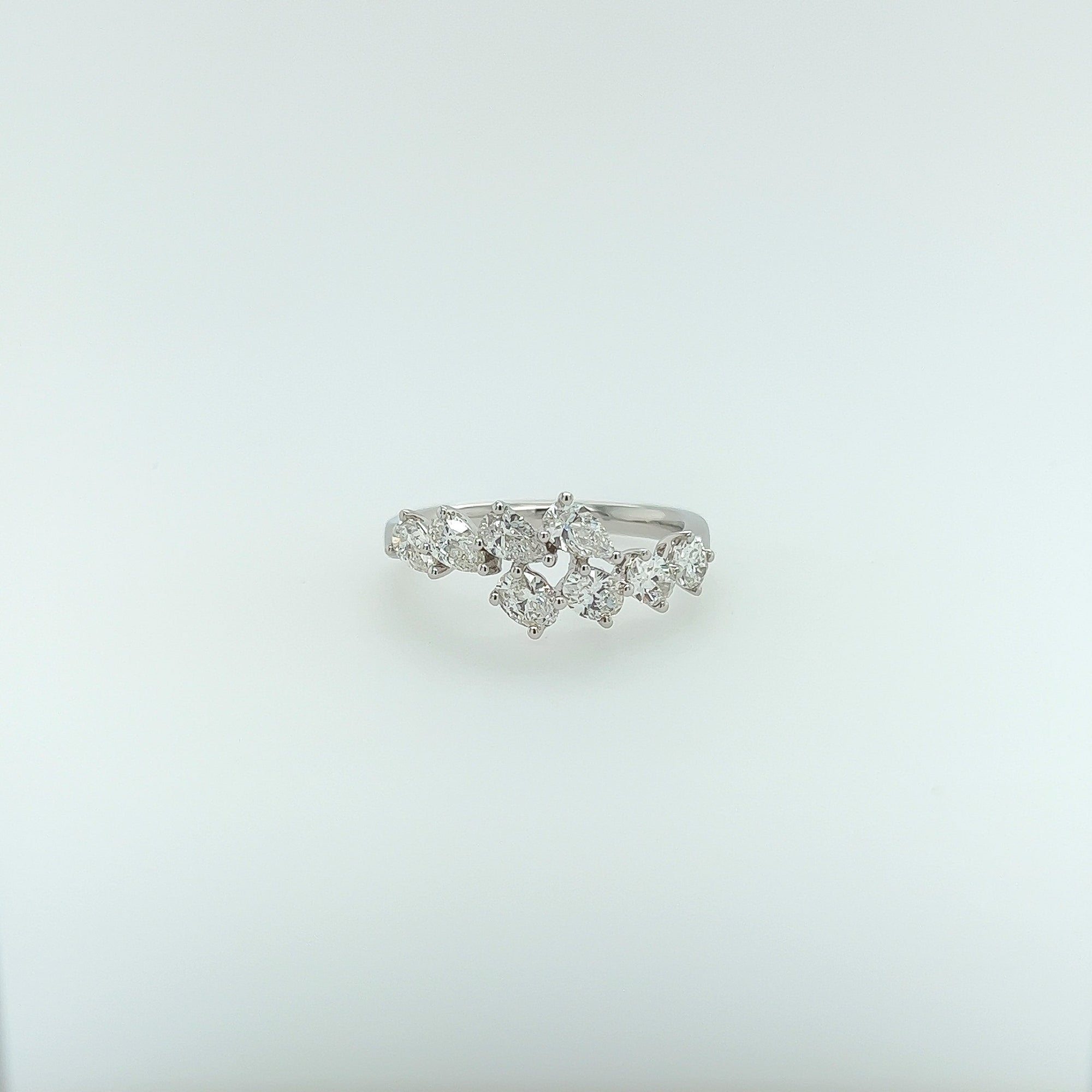 1.08 Total Carat Oval and Pear Cut, Split Shank Diamond Ring