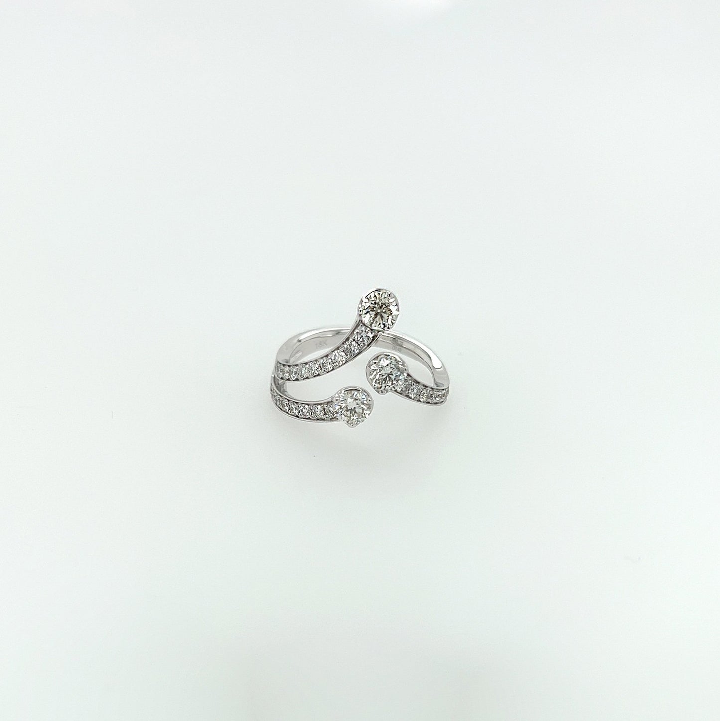 1.15 Total Carat Open Shank Three-Stone Diamond White Gold Ring