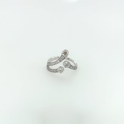 1.15 Total Carat Open Shank Three-Stone Diamond White Gold Ring