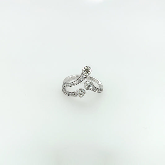 1.15 Total Carat Open Shank Three-Stone Diamond White Gold Ring
