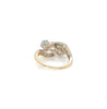 2.10 Total Carat Three-Stone Vintage Gold Ring with Pave Diamonds