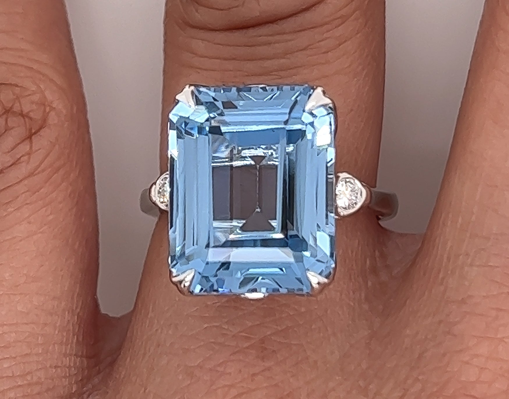 13.50 Carat Topaz and Diamond Cocktail Ladies Ring in 14K White Gold Band