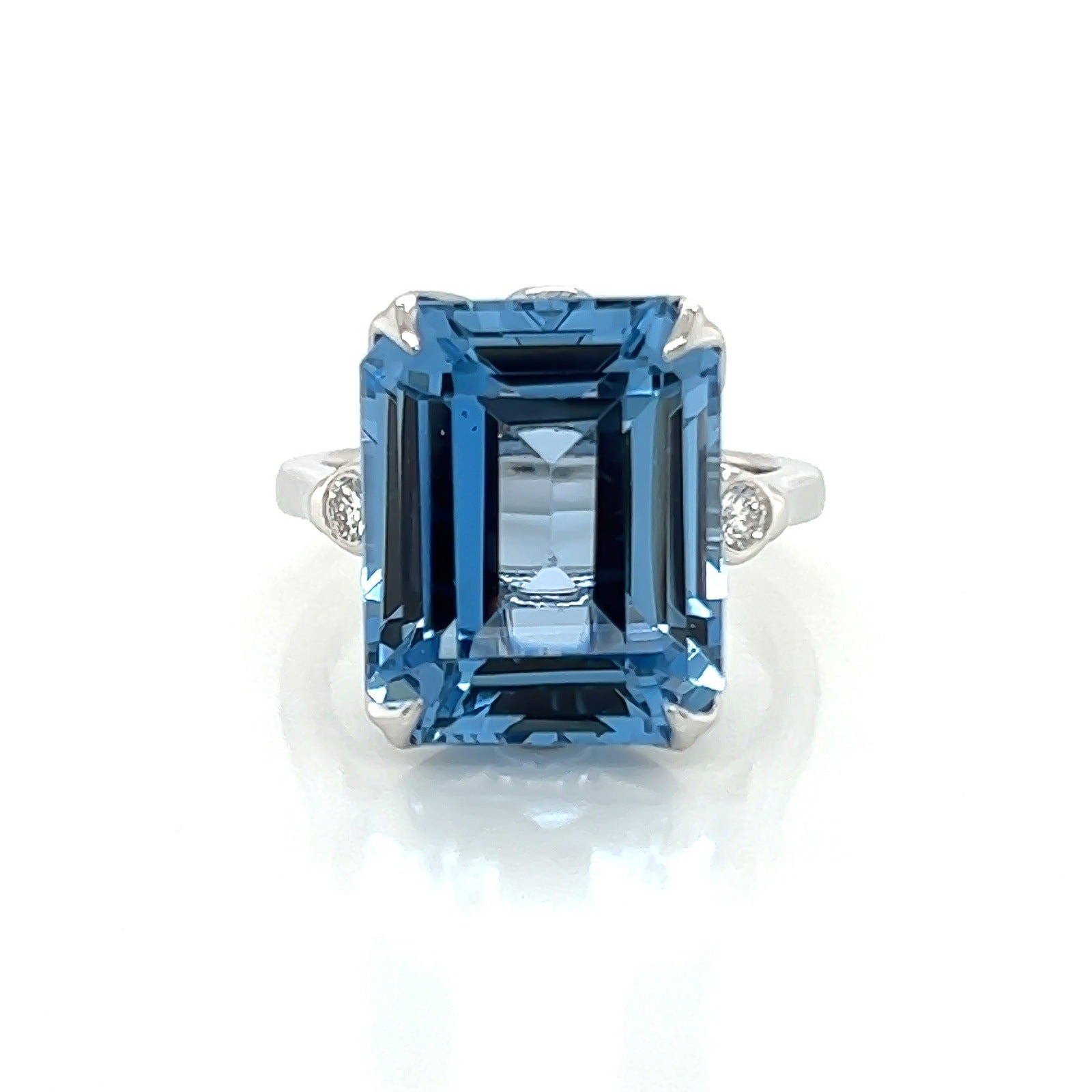 13.50 Carat Topaz and Diamond Cocktail Ladies Ring in 14K White Gold Band