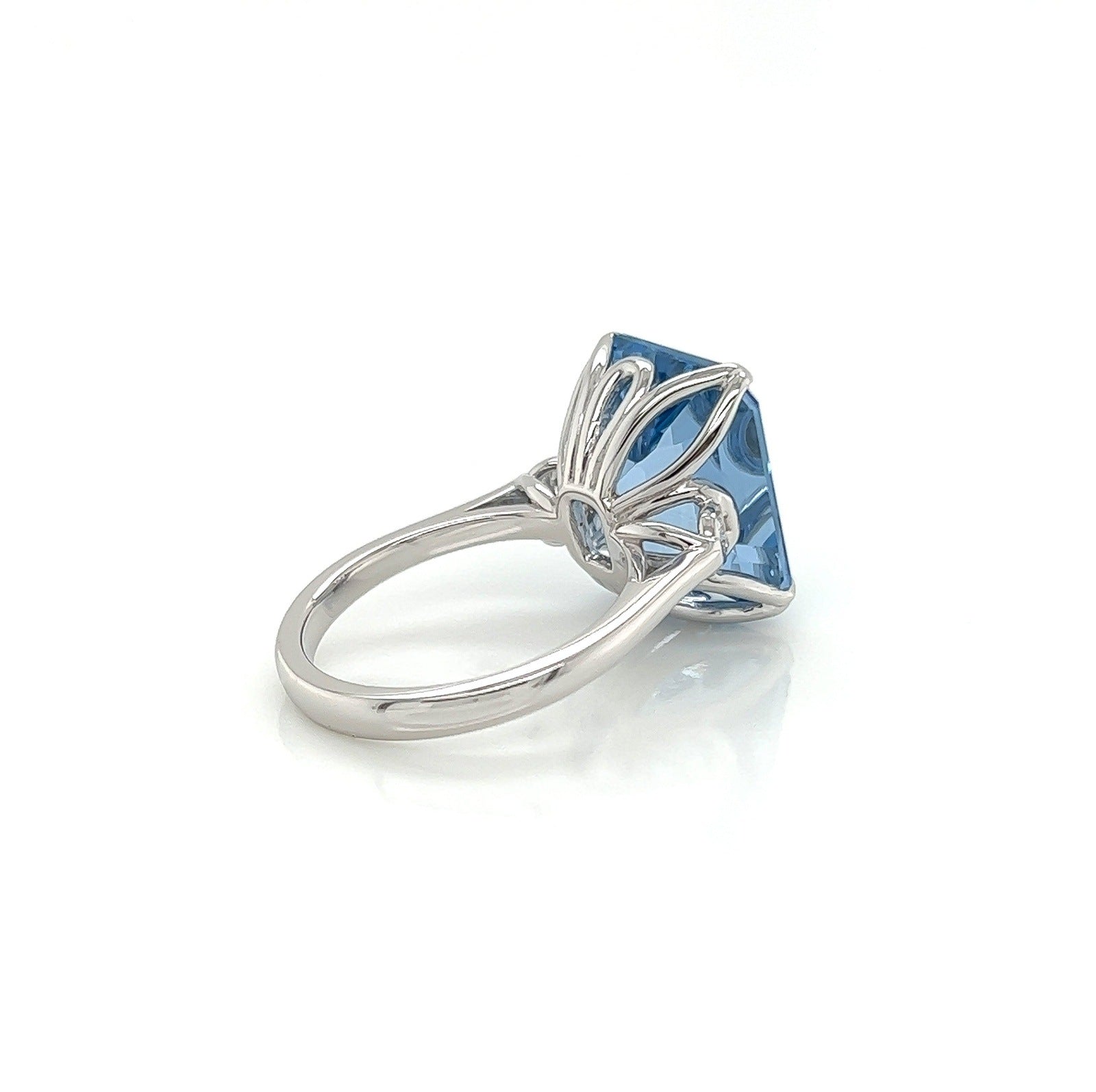 13.50 Carat Topaz and Diamond Cocktail Ladies Ring in 14K White Gold Band