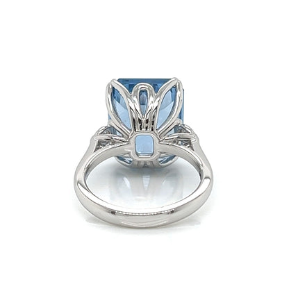 13.50 Carat Topaz and Diamond Cocktail Ladies Ring in 14K White Gold Band