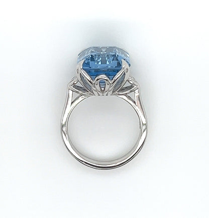13.50 Carat Topaz and Diamond Cocktail Ladies Ring in 14K White Gold Band