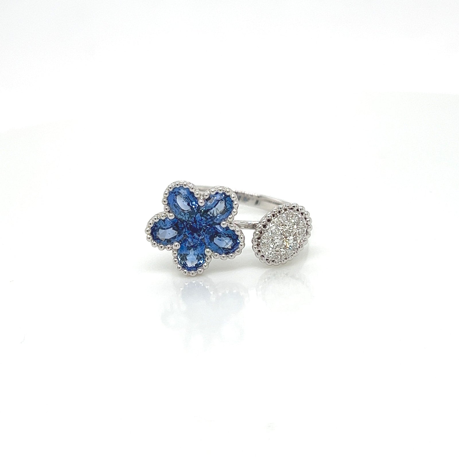 1.94 Total Carat Sapphire and Diamond Ladies Ring in 14K White Gold