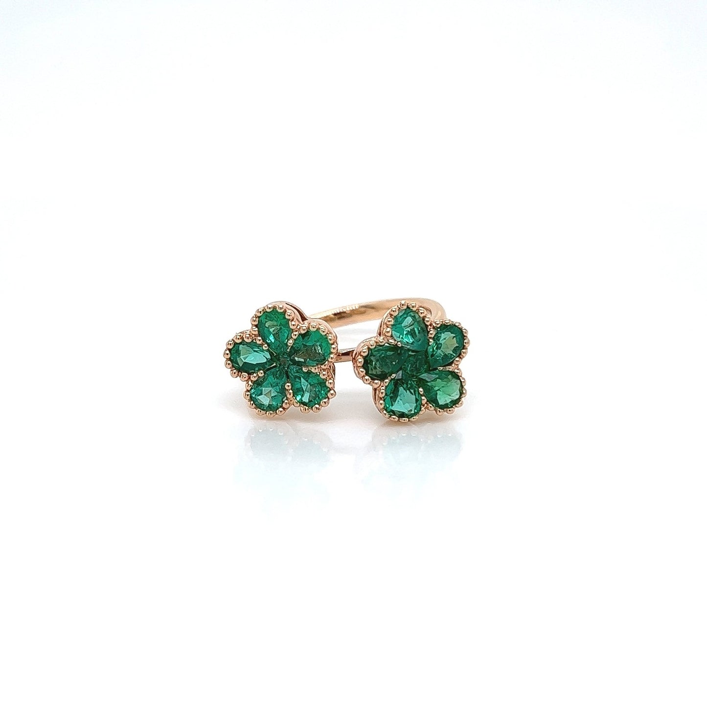 1.81 Carat Natural Green Emerald Ladies Ring in 18K Rose Gold