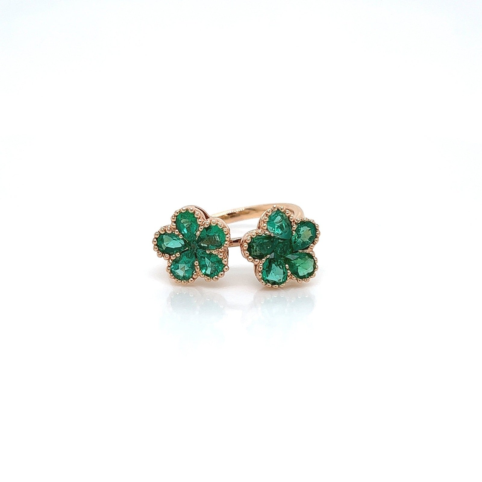 1.81 Carat Natural Green Emerald Ladies Ring in 18K Rose Gold
